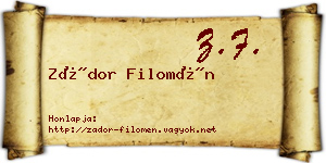 Zádor Filomén névjegykártya